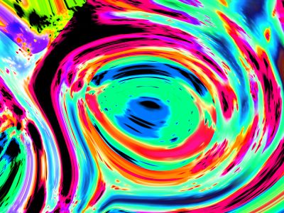 Abstract Swirls Of Vibrant Neon Colors In A Psychedelic