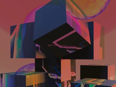 A Digital Painting Of A Cube With A Sphere In The Background