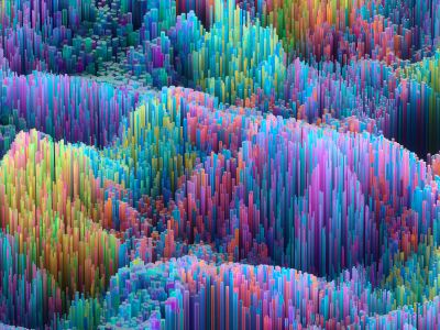 A Field Of Colorful Trees In The Middle Of A Forest