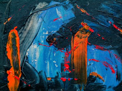 Blue Black And Orange Abstract Painting