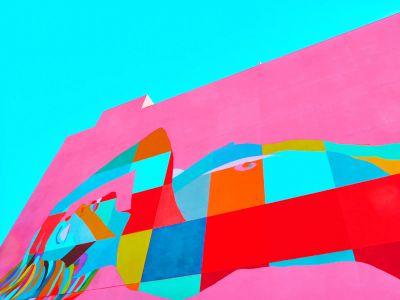 Pink And Multicolored Wall Painting