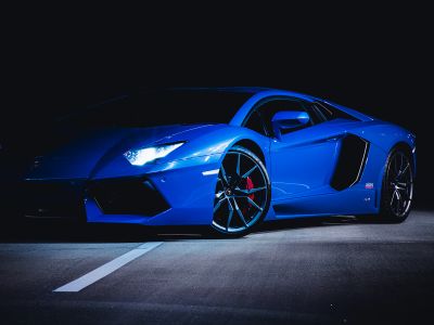 Blue Ferrari 458 Italia On Black Background