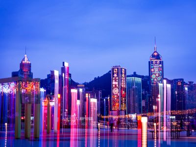 A City Skyline At Night