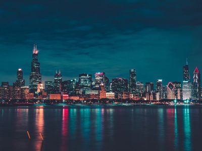 City Skyline During Night Time