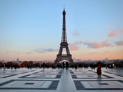 Eiffel Tower In Paris During Sunset