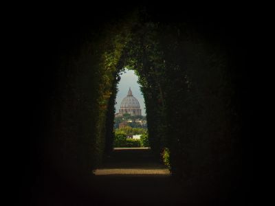 Green Hallway Towards Mosque