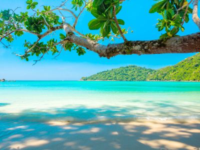 Ocean Surrounded By Island Under Blue Sky