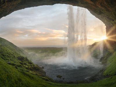 Waterfalls Near Cave At Daytime